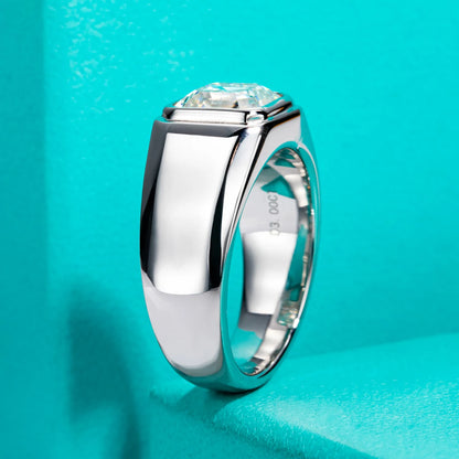 3CT Asscher Cut Moissanite Men’s Ring – Pinky or Engagement Ring
