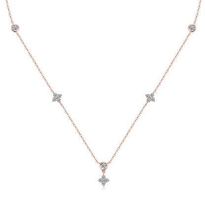 Clover Design Moissanite Necklace - Four-leaf Flower Necklace
