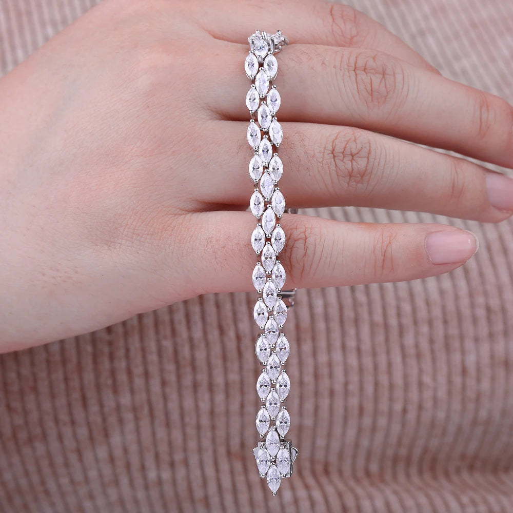 Fleur de Luxe Marquise Cut Moissanite Tennis Bracelet – GRA Certified