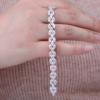 Fleur de Luxe Marquise Cut Moissanite Tennis Bracelet – GRA Certified