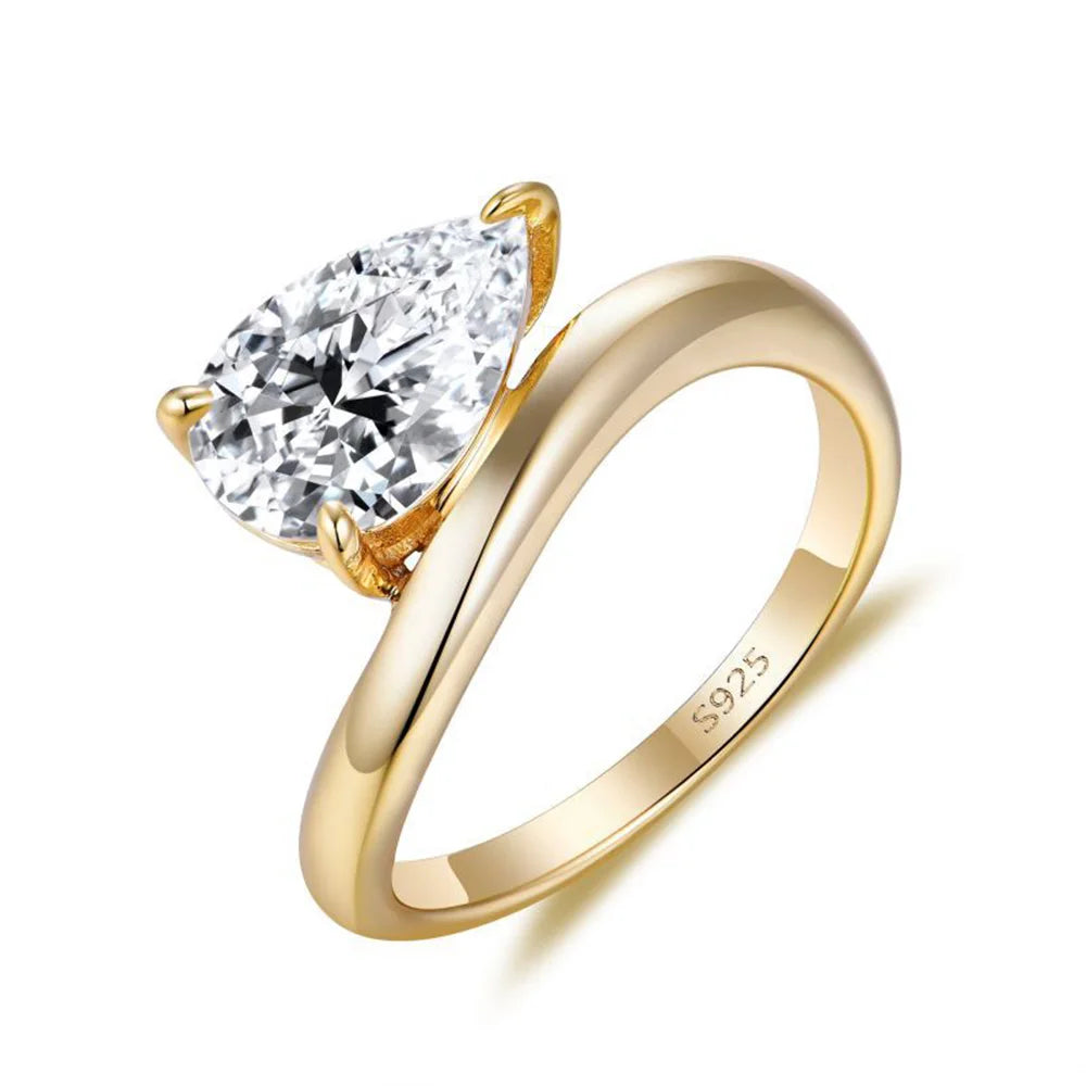 18K Gold Plated 1.5/3CT East-West Pear Cut Moissanite Ring Pinky Ring