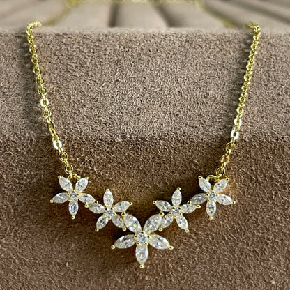 Flowers Design Moissanite Necklace