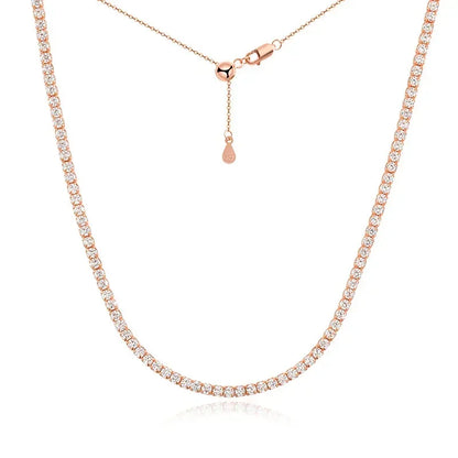 Moissanite Tennis Choker 18K Gold Pleated Necklace