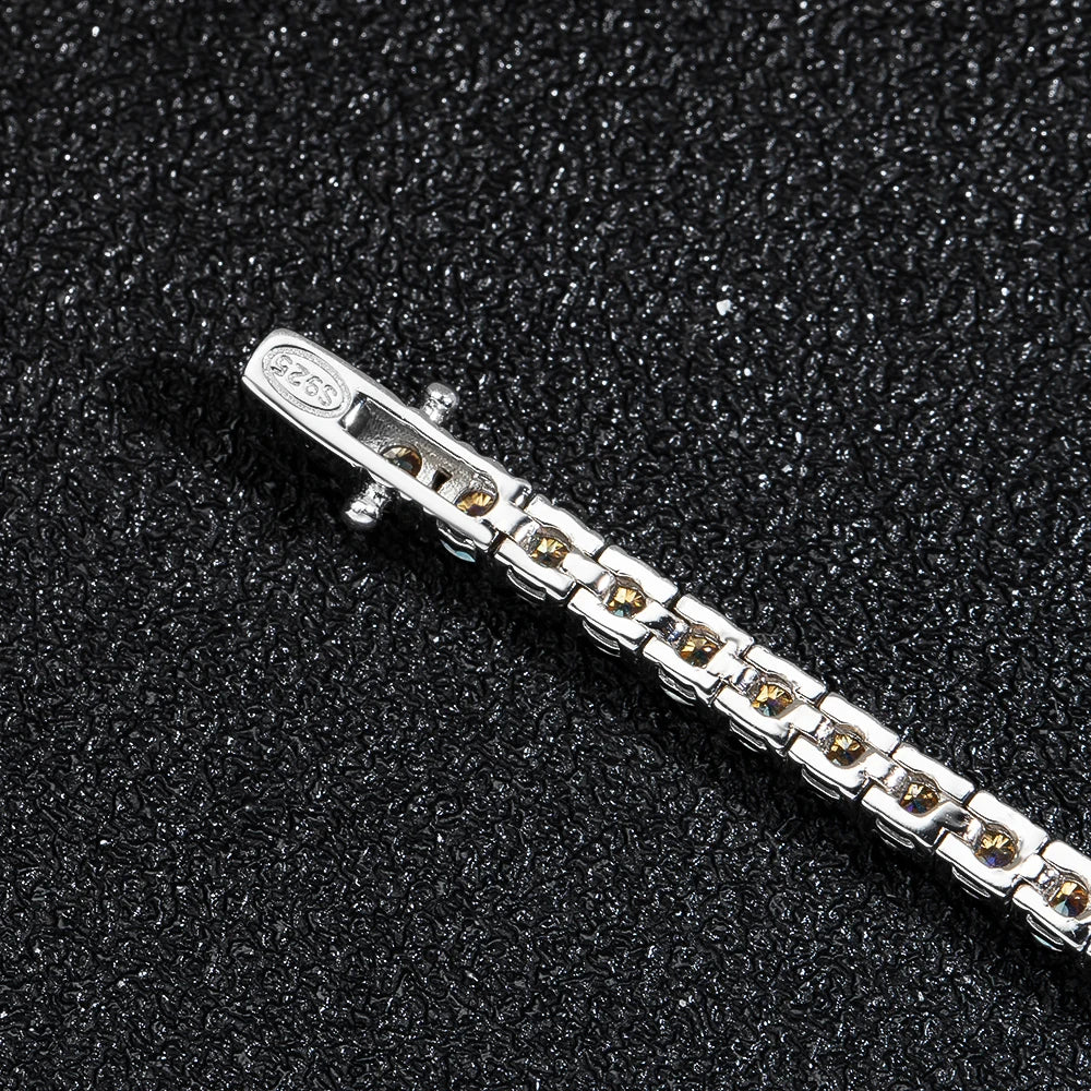 Yellow Moissanite Tennis Bracelet – GRA Certified, 18K White Gold Plated