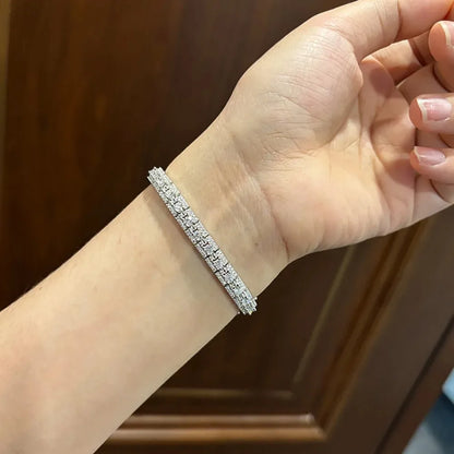 18K White Gold Plated Moissanite Tennis Bracelet - Anniversary Gift
