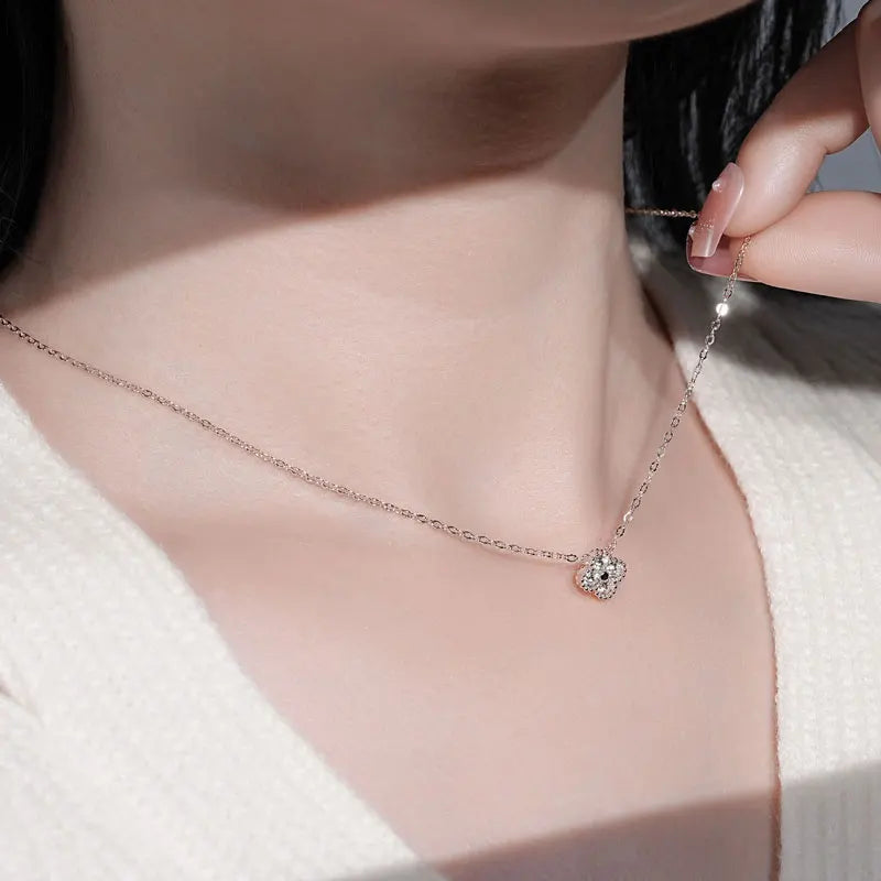 18k Gold Plated Clover Flower Moissanite Necklace, Earrings & Bracelet Set