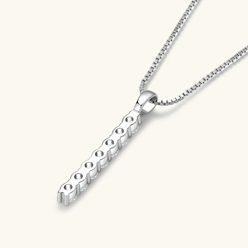 Moissanite 7-stone Bar Necklace - Gift for Her