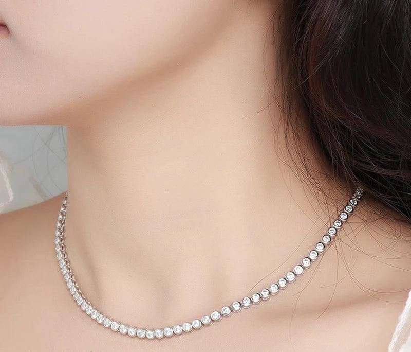 Round Cut Moissanite Tennis Necklace