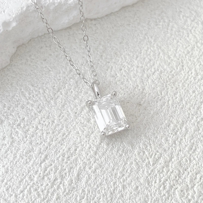 Emerald Cut Moissanite 18K Gold Plated Necklace