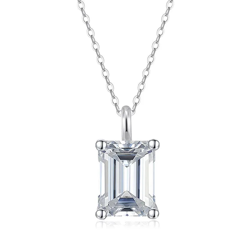 Emerald Cut Moissanite 18K Gold Plated Necklace
