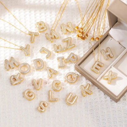 Moissanite Bubble Letter Necklace - Christmas Gift