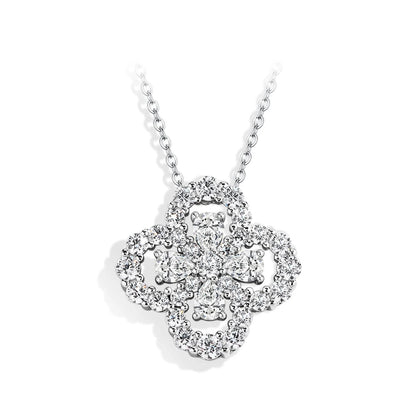 Clover Moissanite White Gold Necklace
