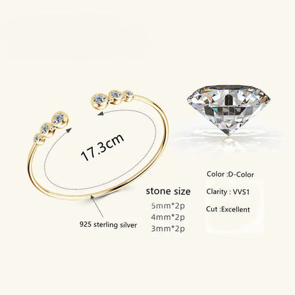 Adjustable Cuff Bracelet 2.4 Carat Moissanite Bracelet
