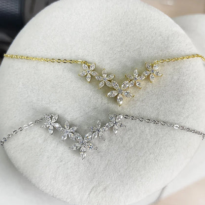 Flowers Design Moissanite Necklace