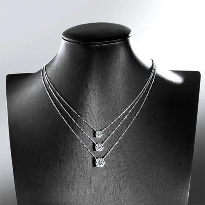 Round Cut Moissanite White Gold Plated Necklace