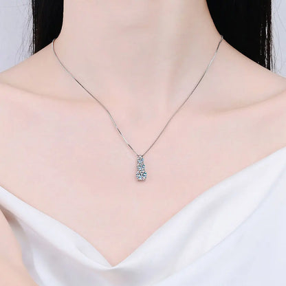 1.8 Carat Moissanite 3 Stones 18k Plated Gold Necklace