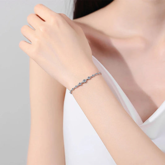 18K Gold Plated Round Shape Moissanite Diamond Bracelet