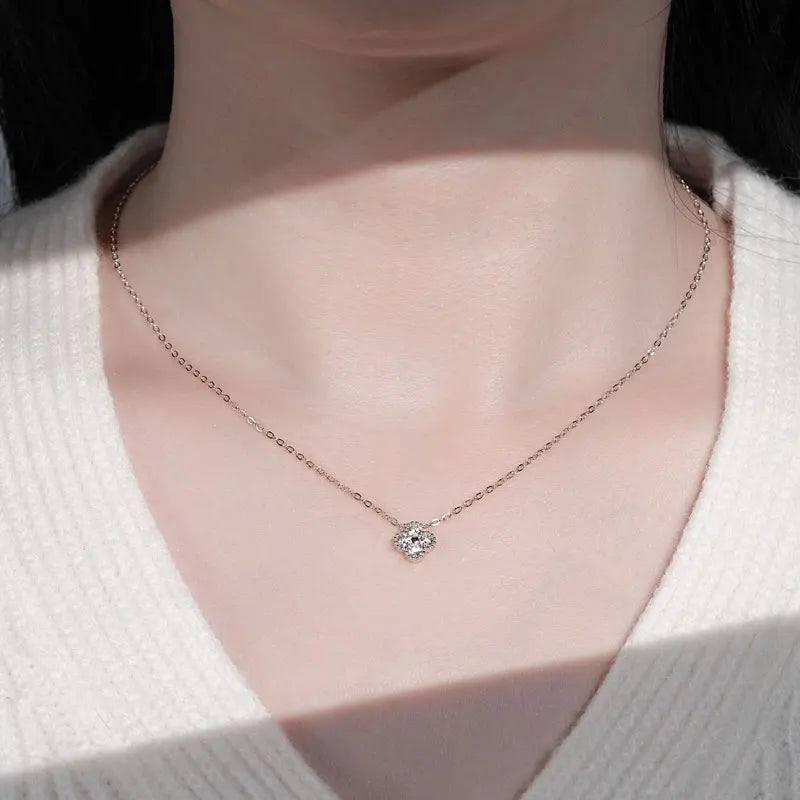 18k Gold Plated Clover Flower Moissanite Necklace, Earrings & Bracelet Set