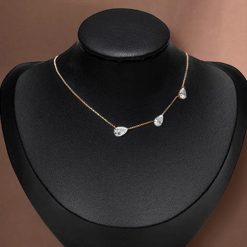 9 Carat East West Pear Cut Moissanite Necklace – Women’s Gift