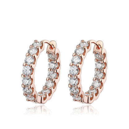 2.6 Carat Moissanite Gold Plated Hoop Earrings Anniversary Gift