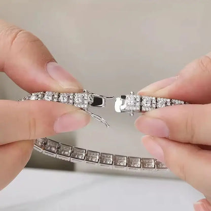 18K White Gold Plated Moissanite Tennis Bracelet - Anniversary Gift