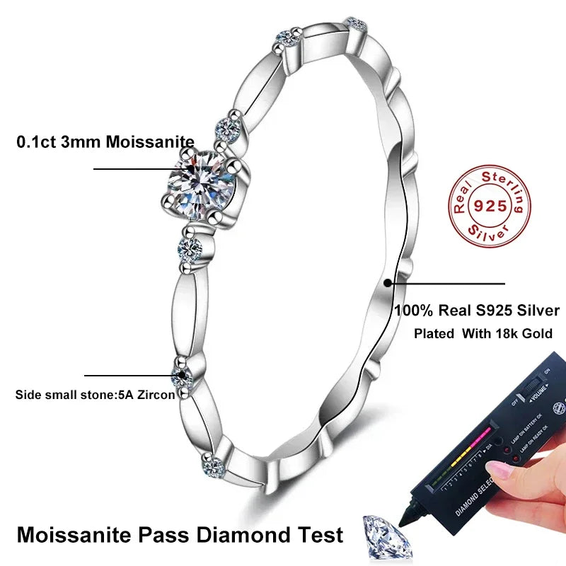 18k White Gold Plated Moissanite Ring