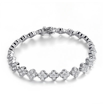 Four Leaf Clover Moissanite Tennis Bracelet - Christmas Gift