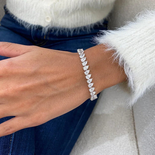 Pear Cut Moissanite Tennis Bracelet –  Anniversary Gift