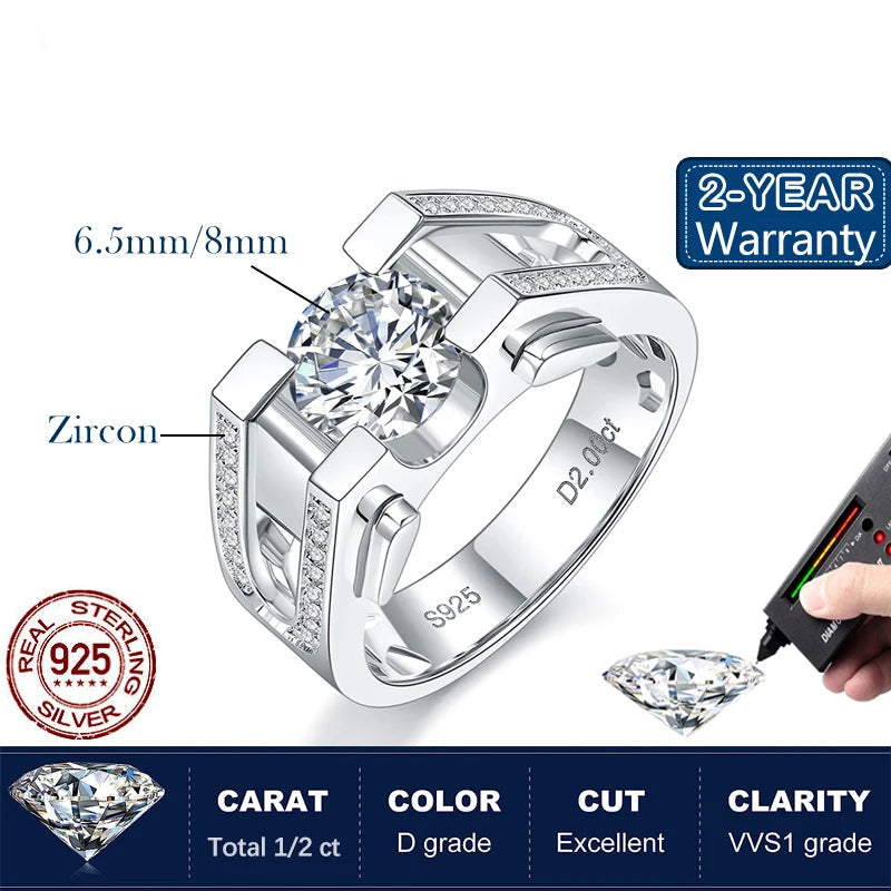 Moissanite Diamond Men's Wedding Ring