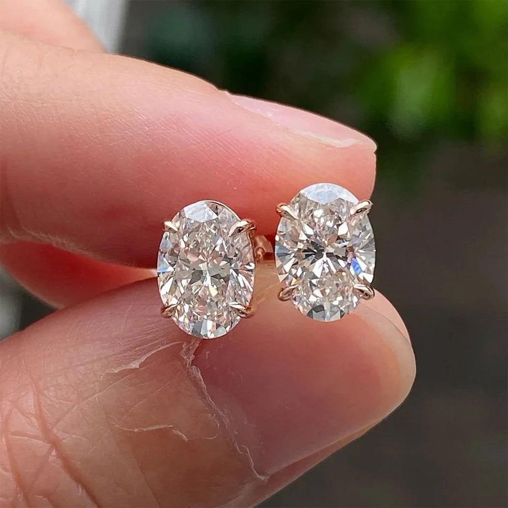 Oval Cut Moissanite Stud Earrings - Christmas Gift