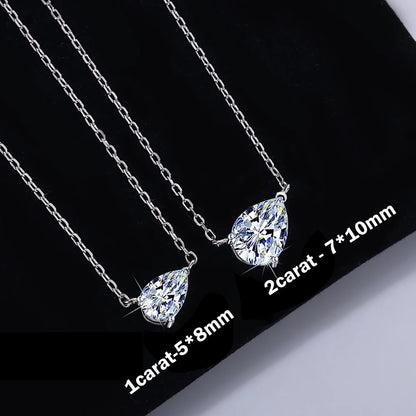 East-West Pear Cut Moissanite 18K Gold Plated Necklace – Christmas Gift for Her