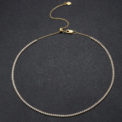 Moissanite Tennis Choker 18K Gold Pleated Necklace