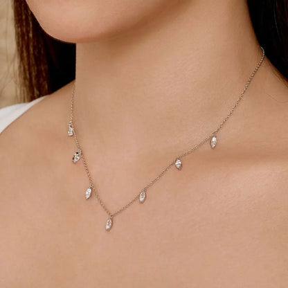 Marquise Cut Moissanite Stacking Necklace -  Gift for Women