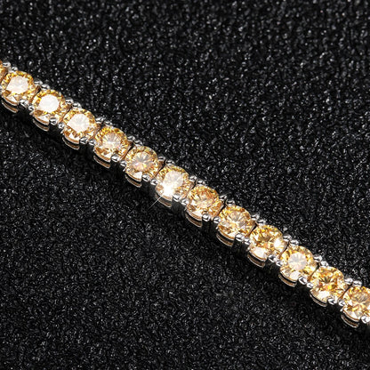 Yellow Moissanite Tennis Bracelet – GRA Certified, 18K White Gold Plated