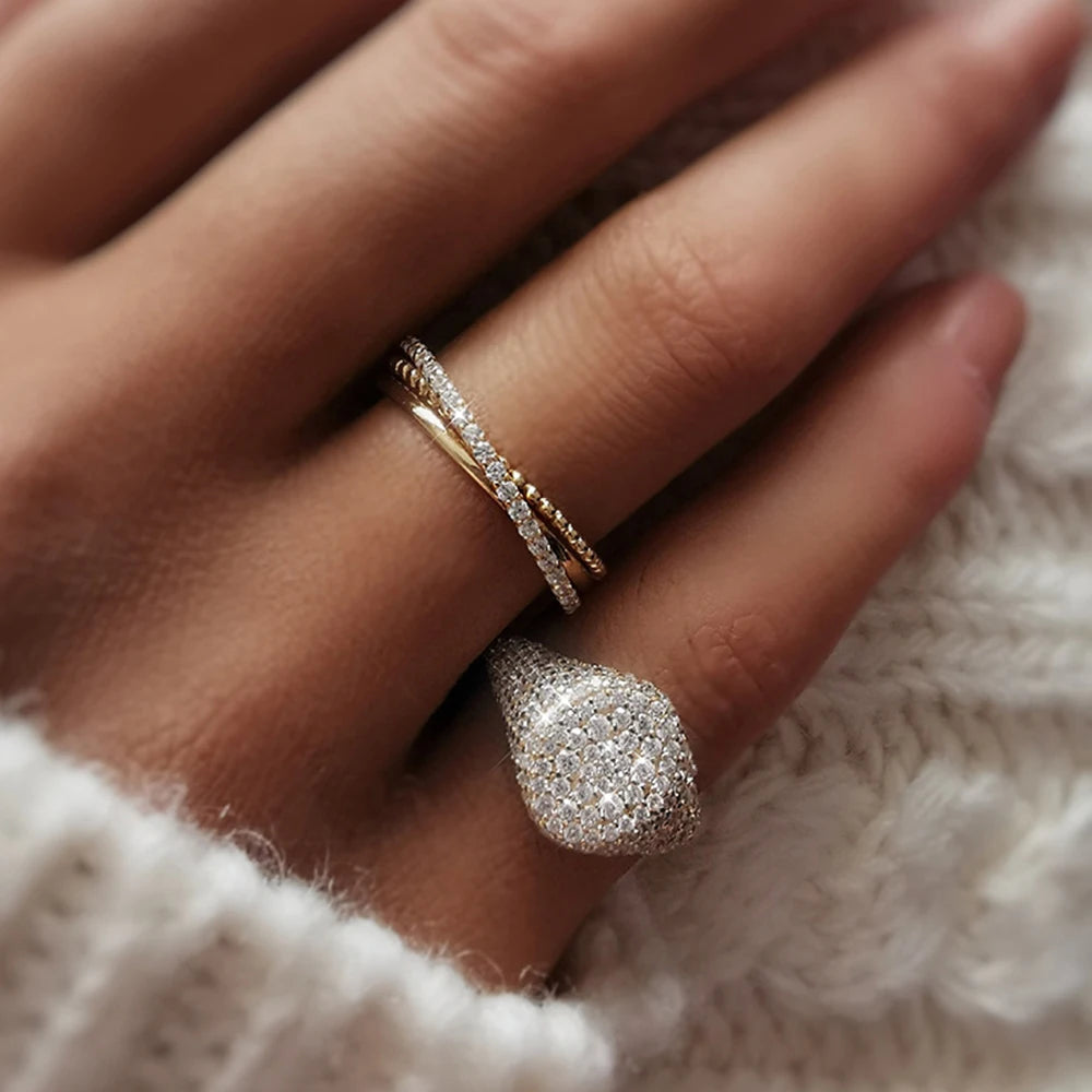 18K Gold Plated Full Moissanite Pinky Ring For Men and Women