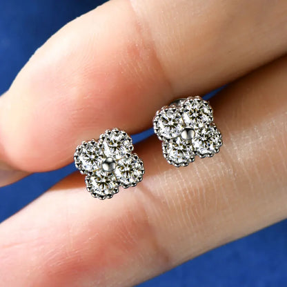 18k Gold Plated Clover Flower Moissanite Necklace, Earrings & Bracelet Set