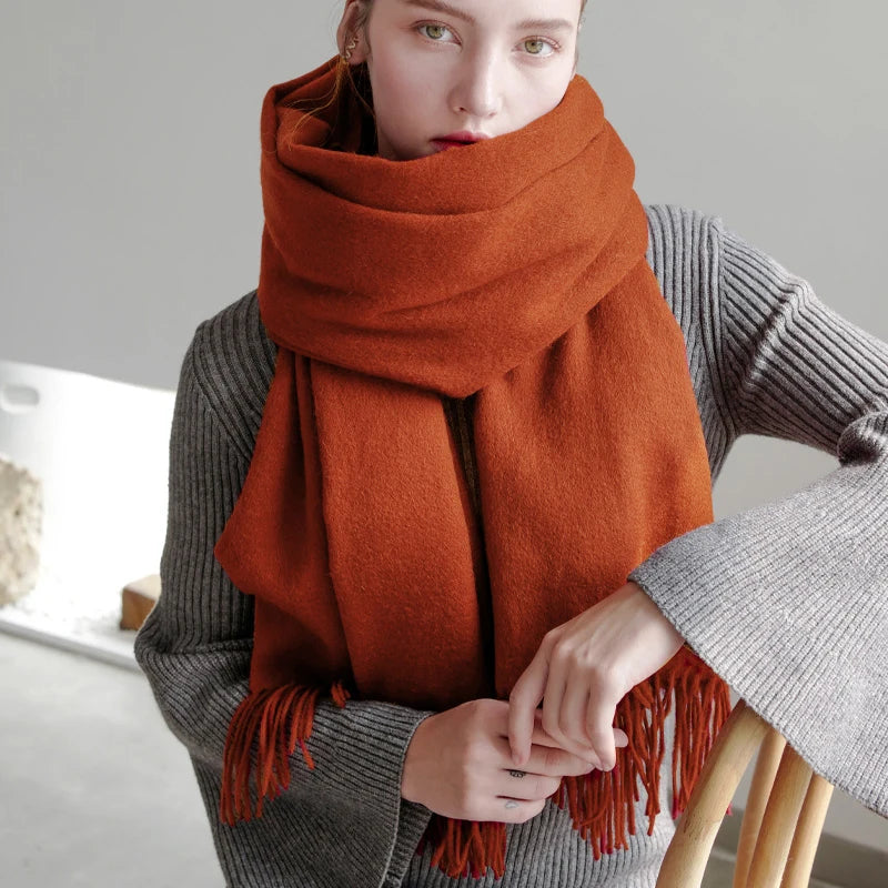 100% Wool Thick Scarf - Christmas Gift For Women & Men