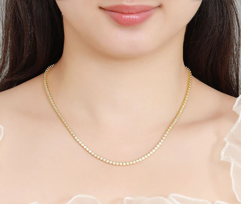Round Cut Moissanite Tennis Necklace