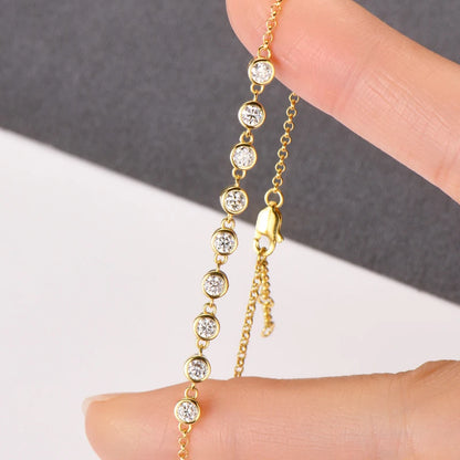 18K Gold Plated Moissanite Charm Bracelet