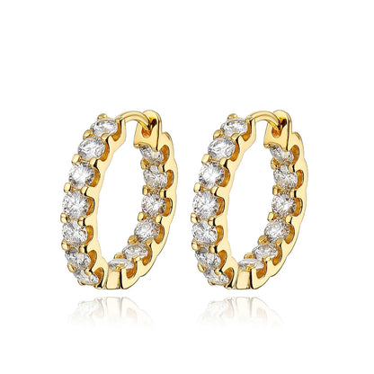 2.6 Carat Moissanite Gold Plated Hoop Earrings Anniversary Gift