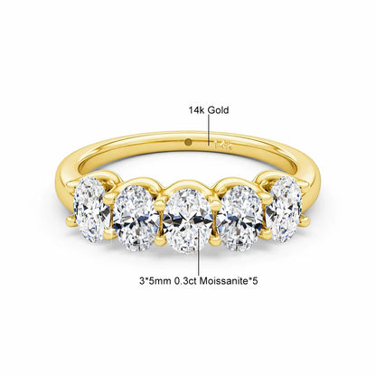 14K Gold 1.5 Carat Moissanite Wedding Band Ring - Anniversary Gift