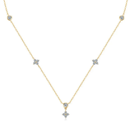 Clover Design Moissanite Necklace - Four-leaf Flower Necklace