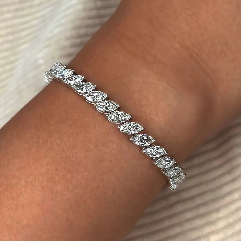 Marquise Cut Moissanite Tennis Bracelet - GRA Certified