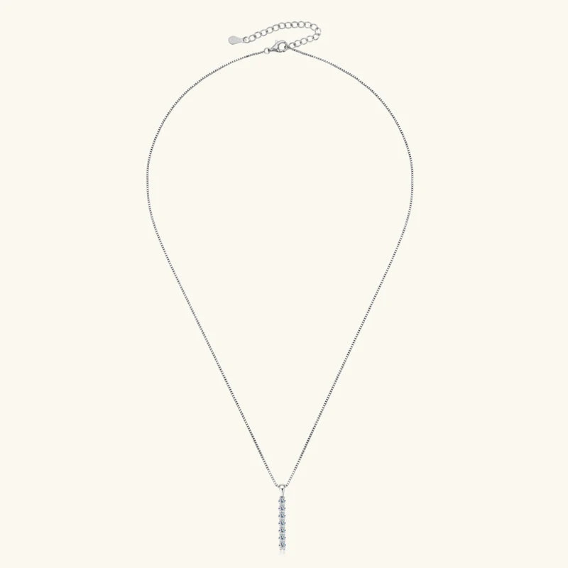 Moissanite 7-stone Bar Necklace - Gift for Her