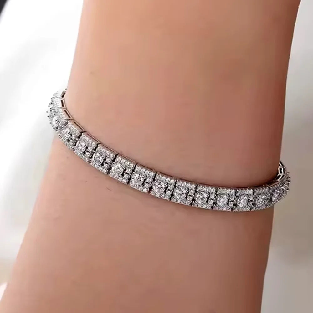 18K White Gold Plated Moissanite Tennis Bracelet - Anniversary Gift