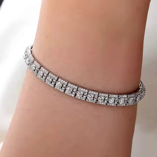 18K White Gold Plated Moissanite Tennis Bracelet - Anniversary Gift