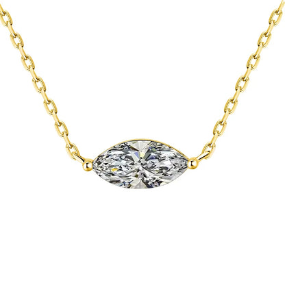 Marquise Cut Solitaire Moissanite 18k Gold Plated Necklace - Christmas gift for Her