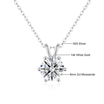 Real 14k Gold Pendant Round Cut Moissanite Necklaces