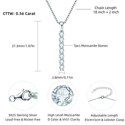 Moissanite 7-stone Bar Necklace - Gift for Her