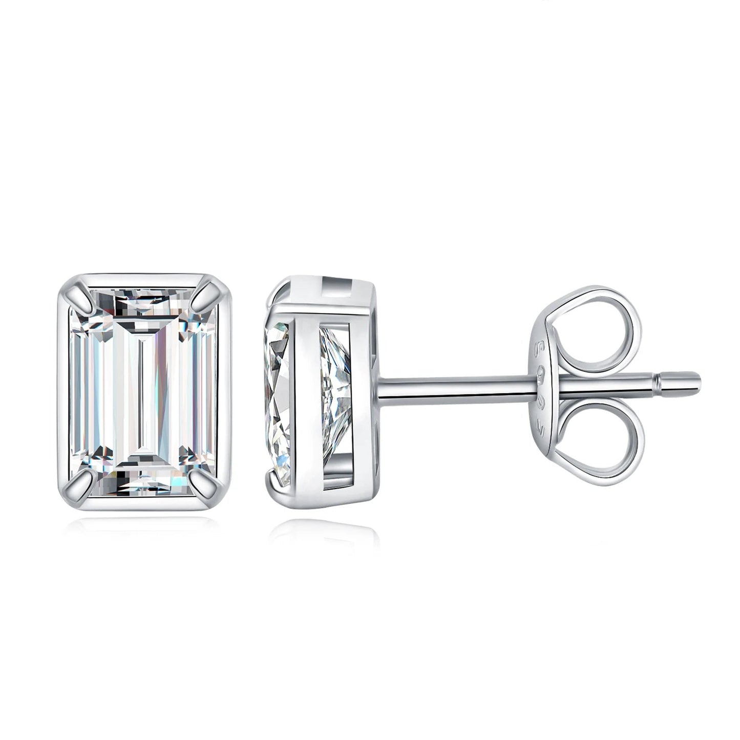 Emerald Cut 1.6 Carat Moissanite Stud Earrings – Luxury Gift for Her